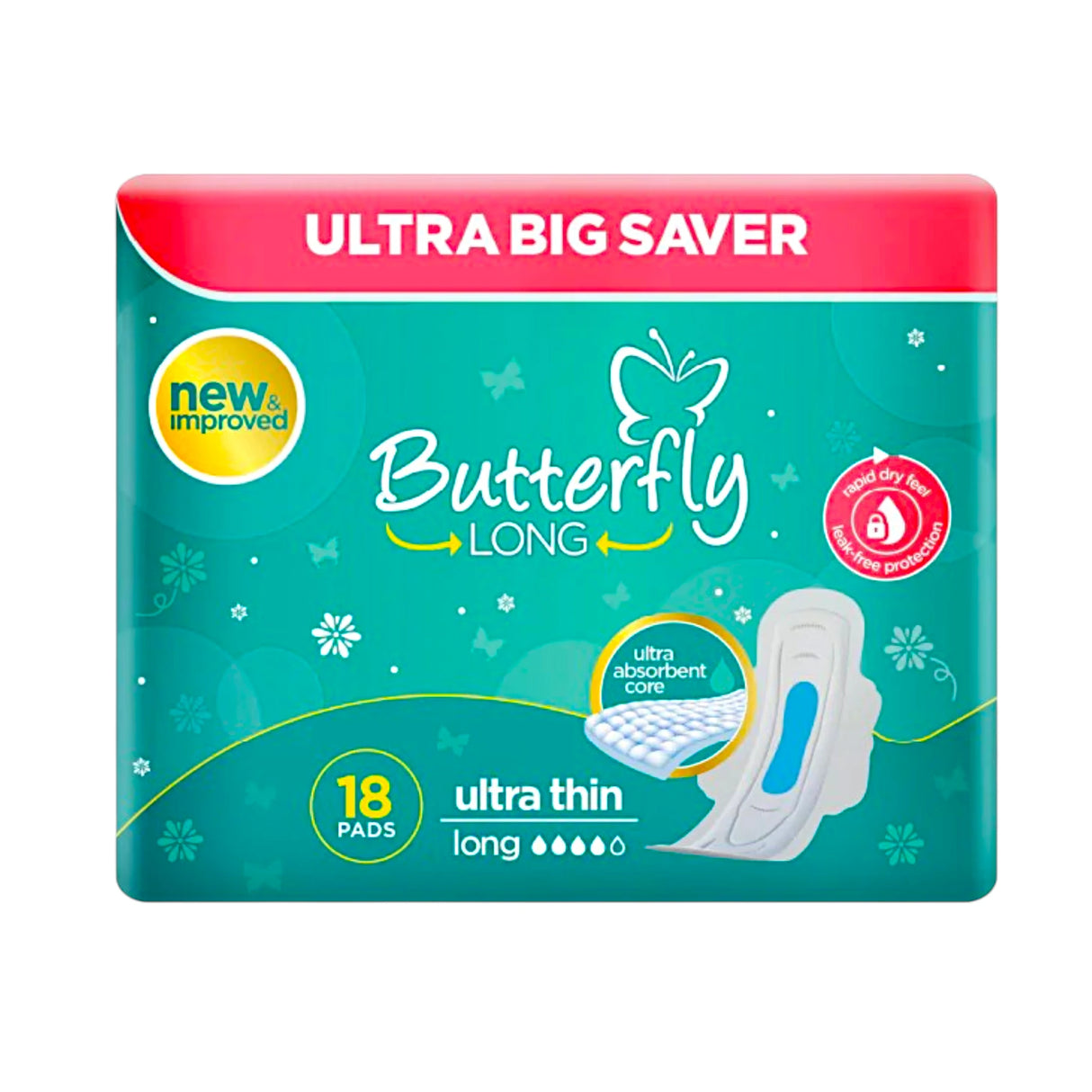 butterfly pad long ultra thin 18 pc