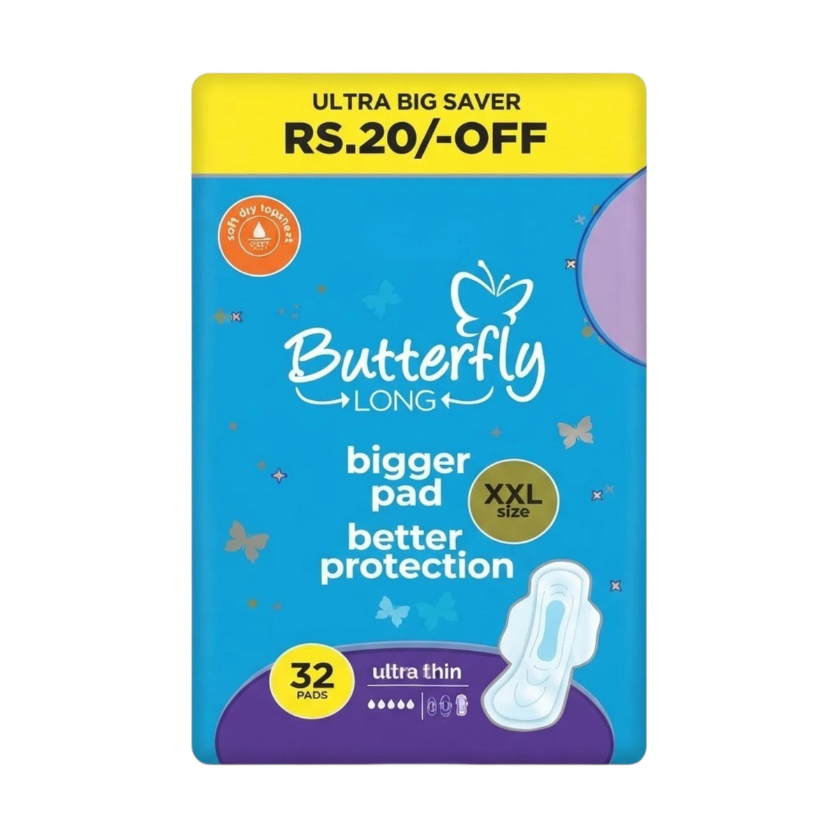 butterfly pad long ultra thin sanitary napkins 32pc xxl pads