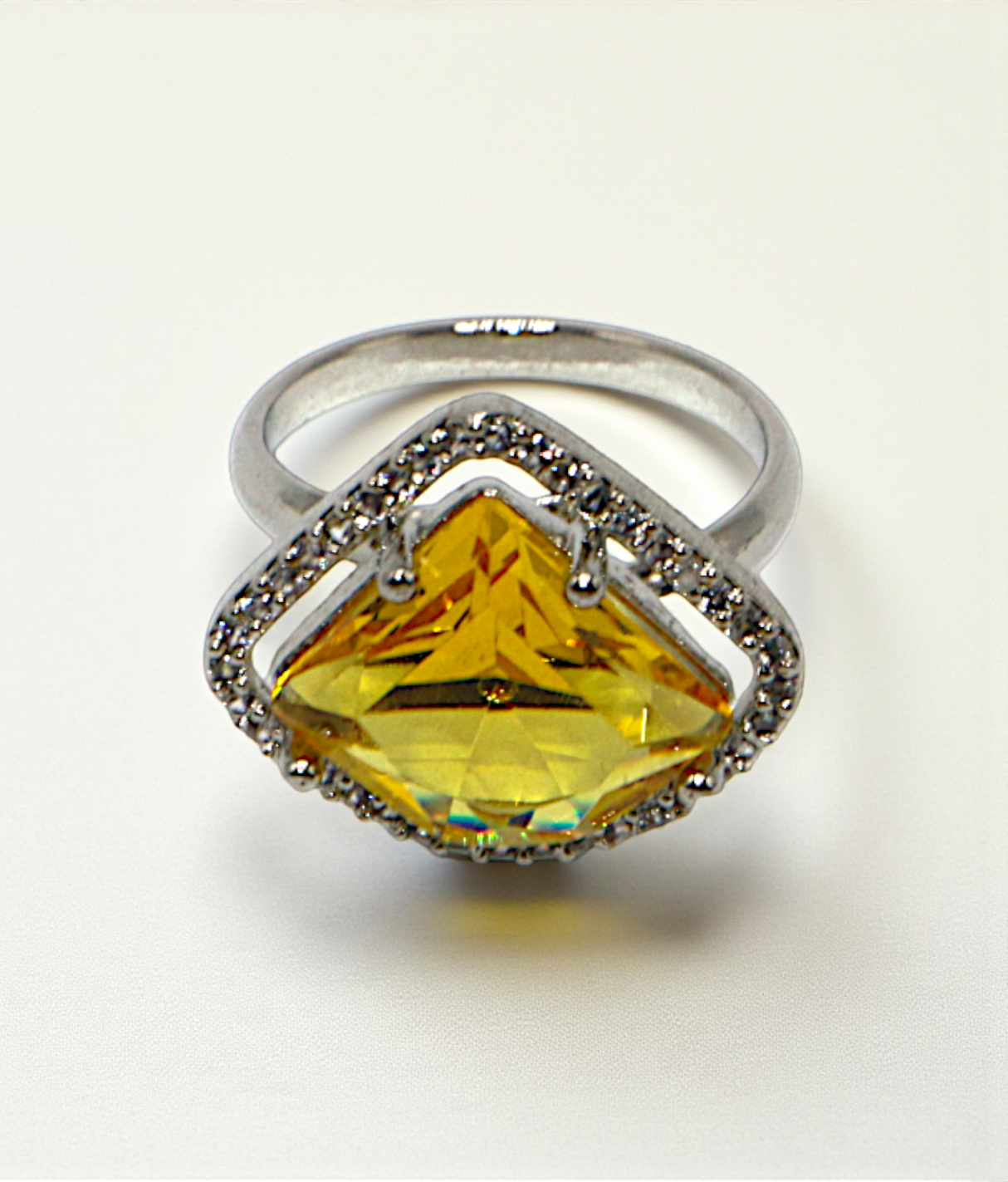 ring adjustable fancy yellow stone