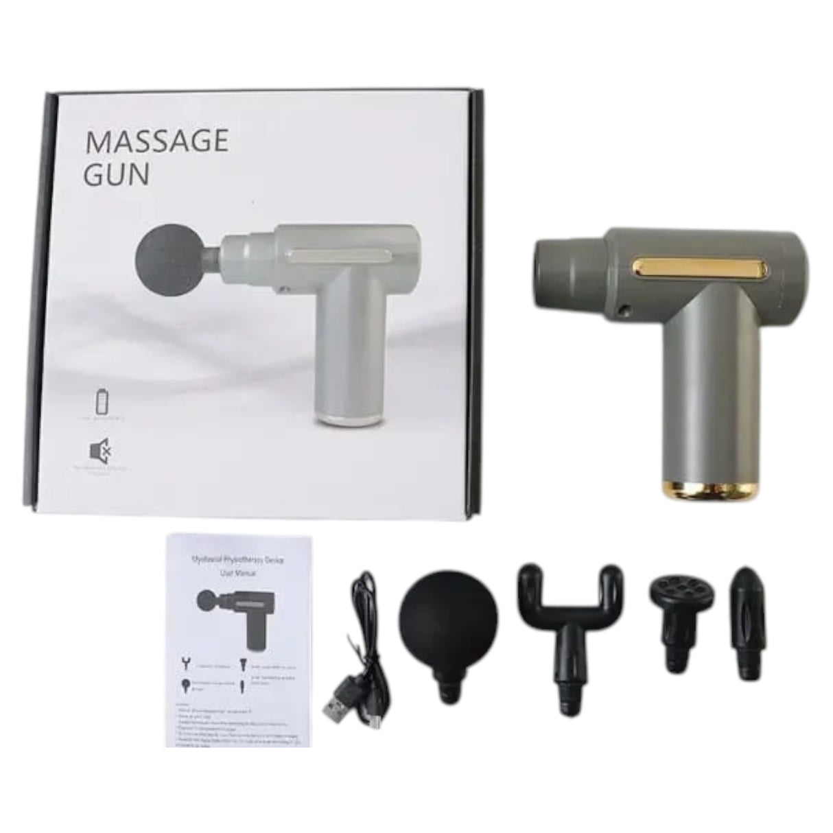 Professional Percussion Massage Gun Deep Tissue Massager with Aluminum Massage Head & 4 Attachments