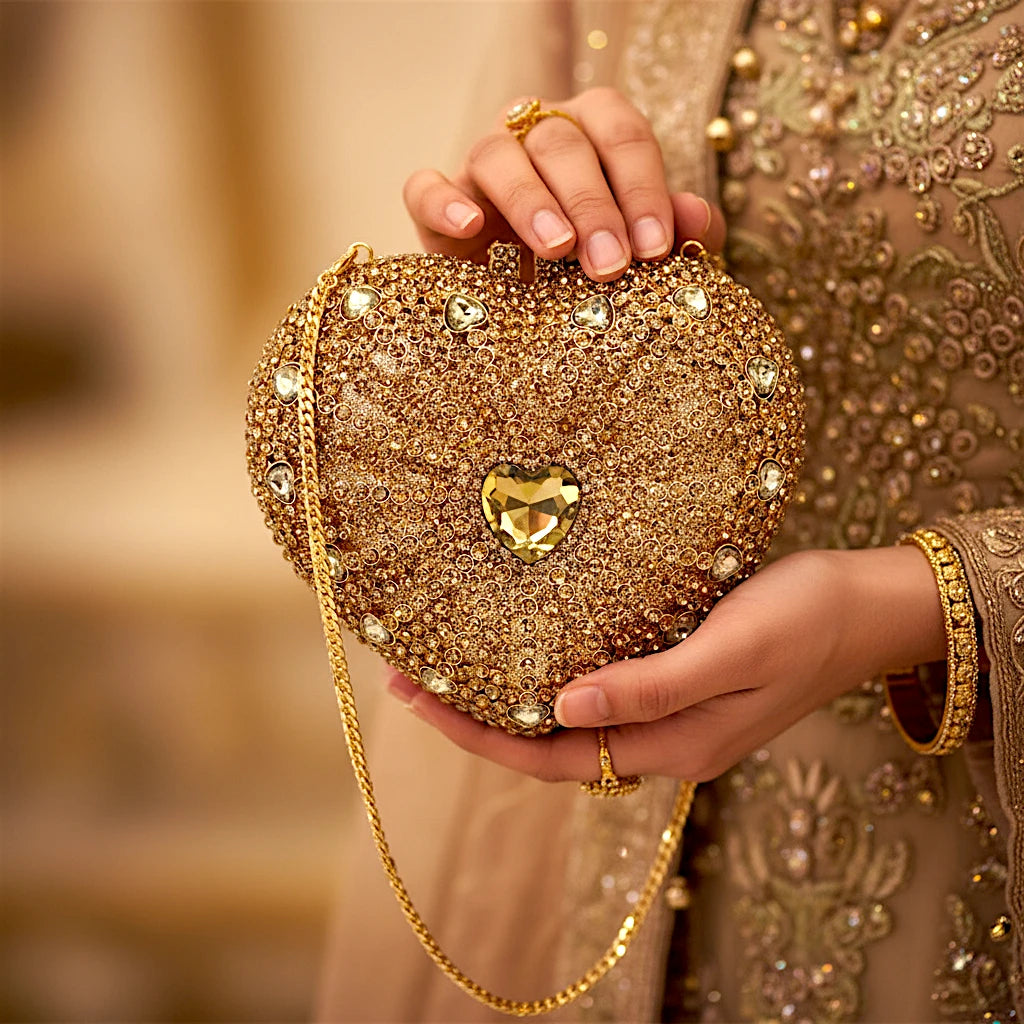 ladies bridal clutch heart shape china