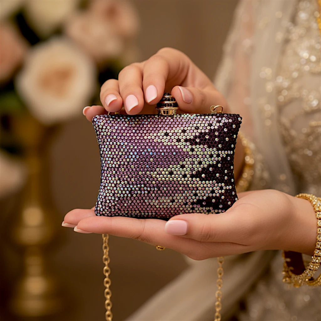 ladies bridal clutch purple china