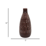 ceramic vase textured maroon 12"x5" china