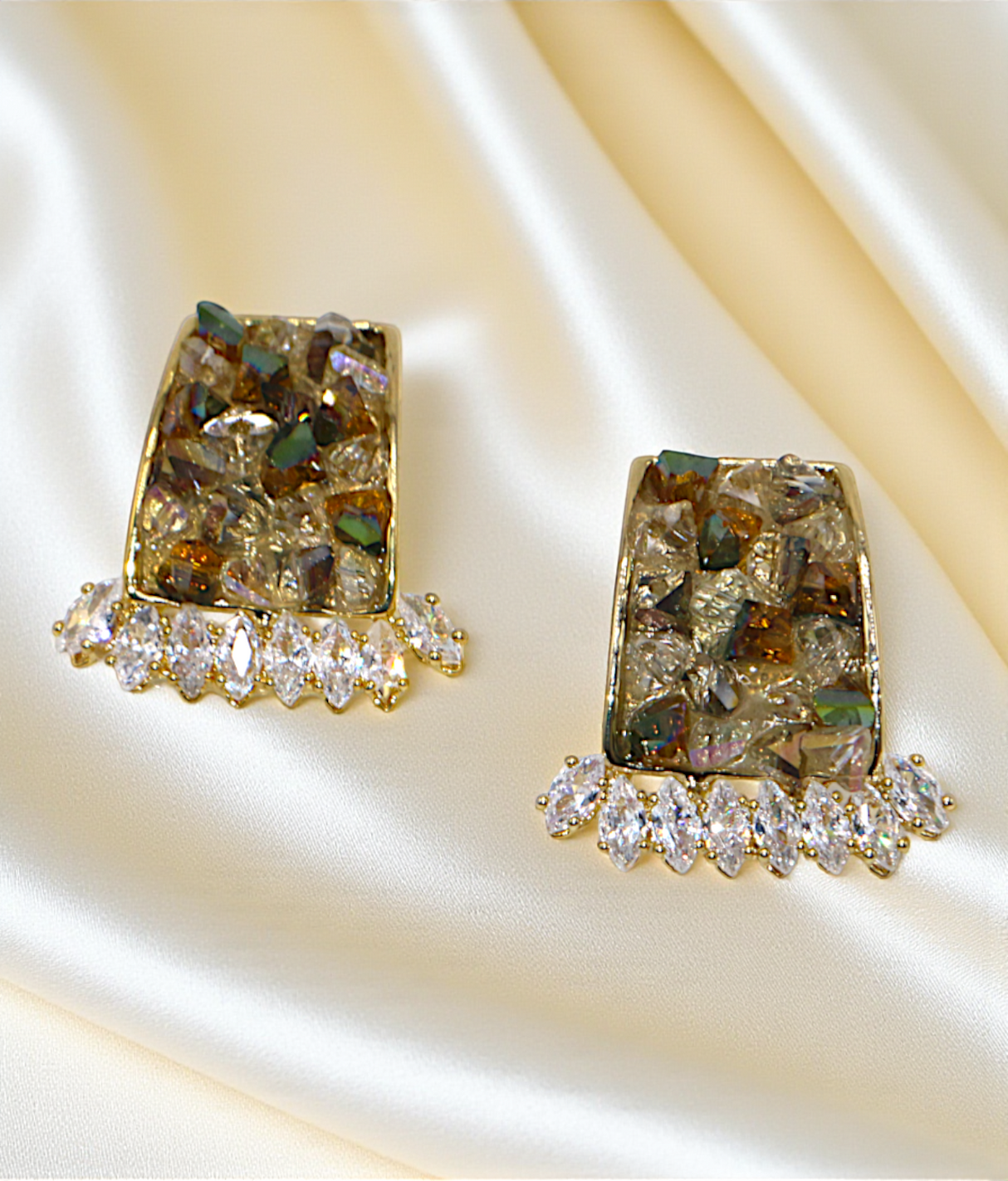 ear ring gold plated diamond crystal stone china
