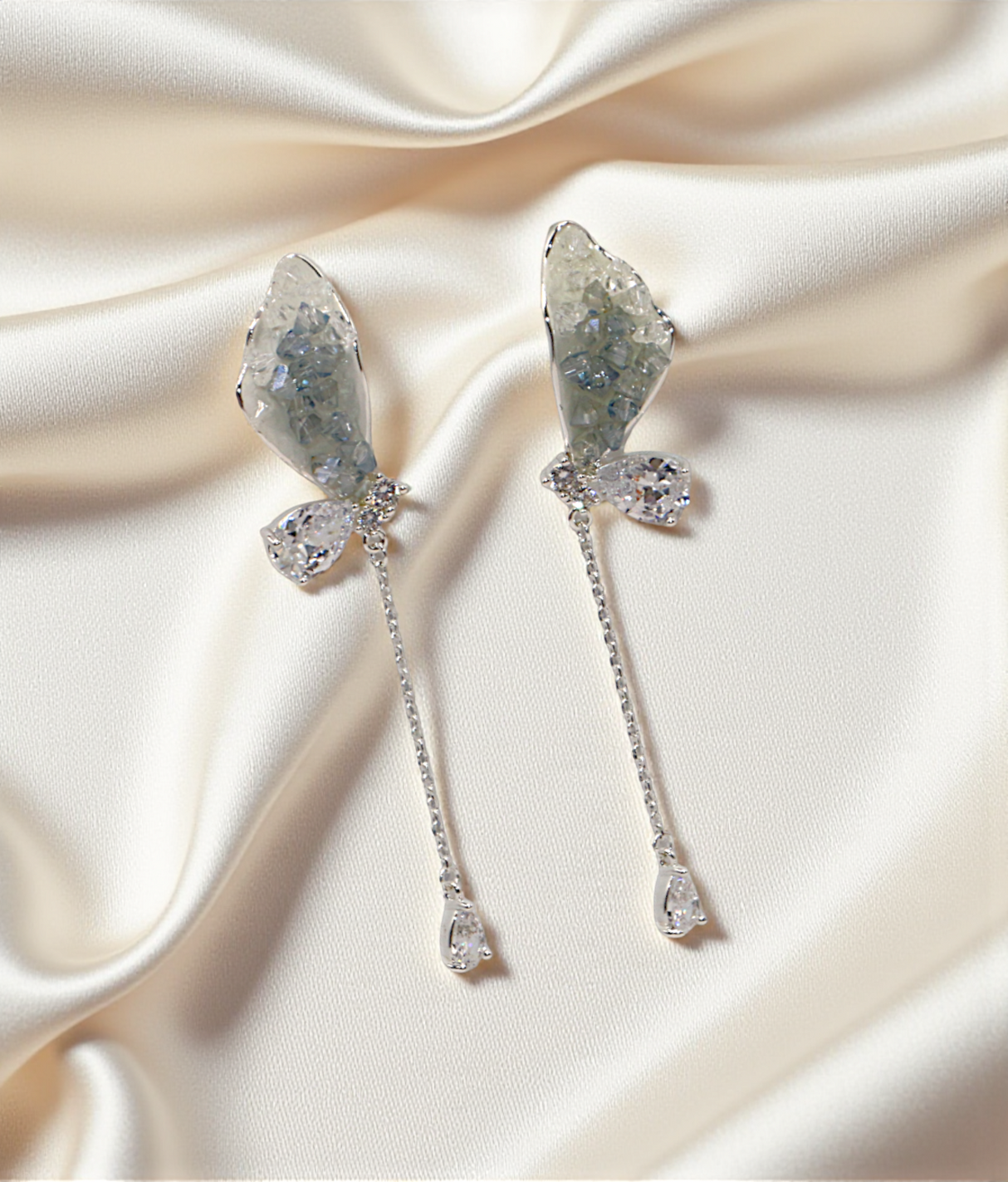 ear ring grey vintage crystal stone china