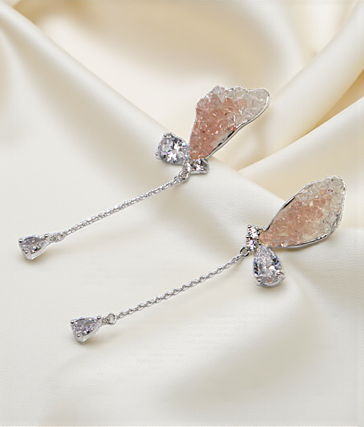 ear ring pink vintage diamond stone china