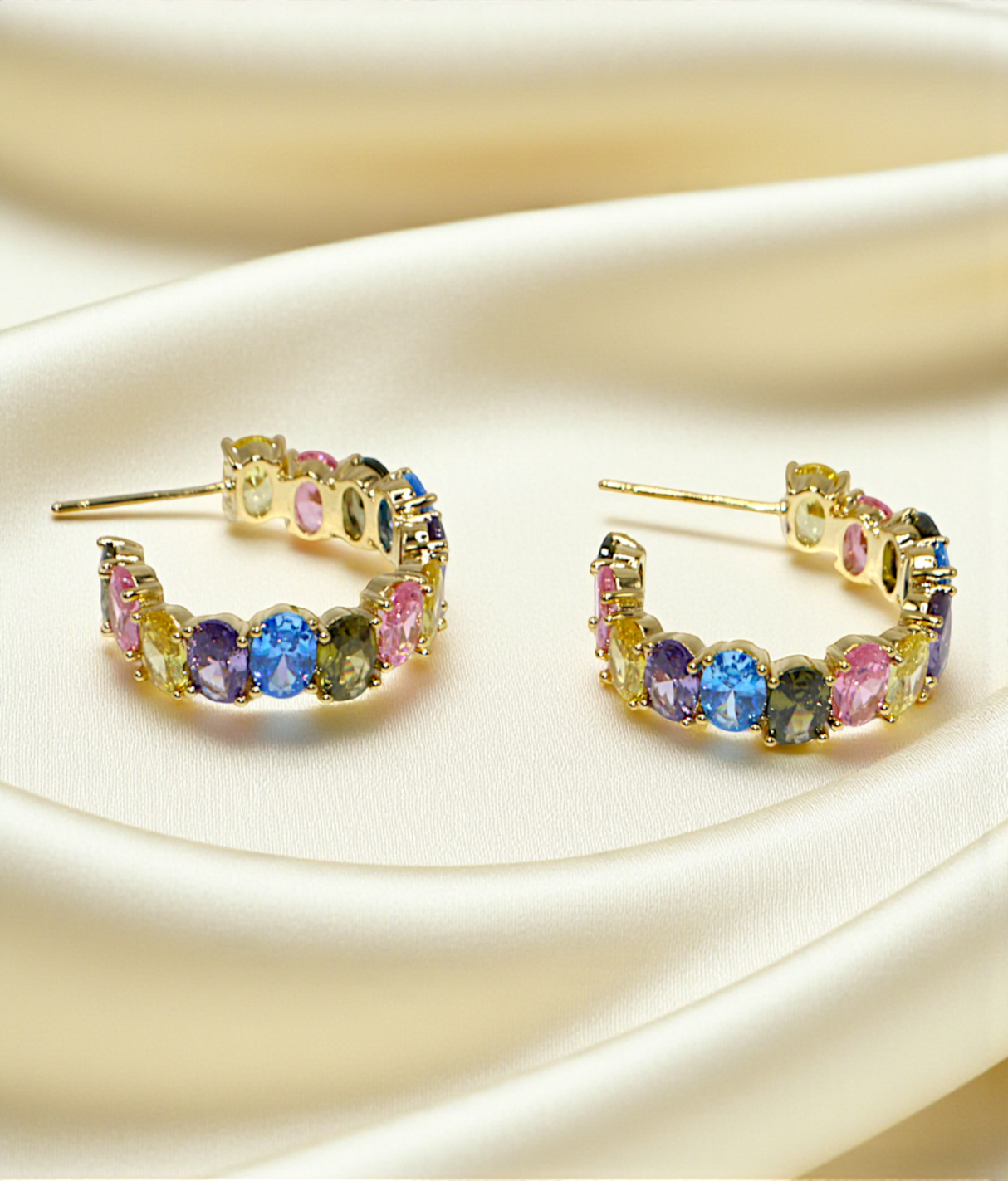 ear ring gold plated with multi stone china
