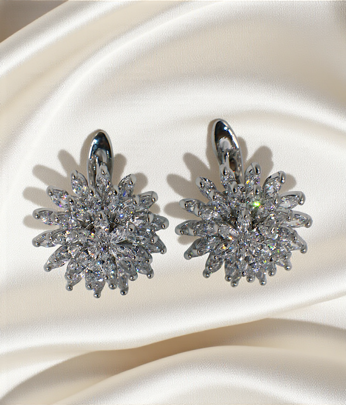ear ring flower vintage silver stone china