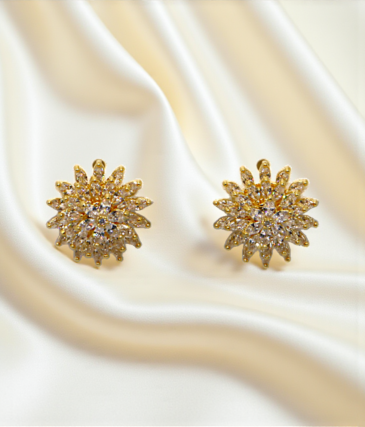 ear ring flower gold plated with daimond stone china