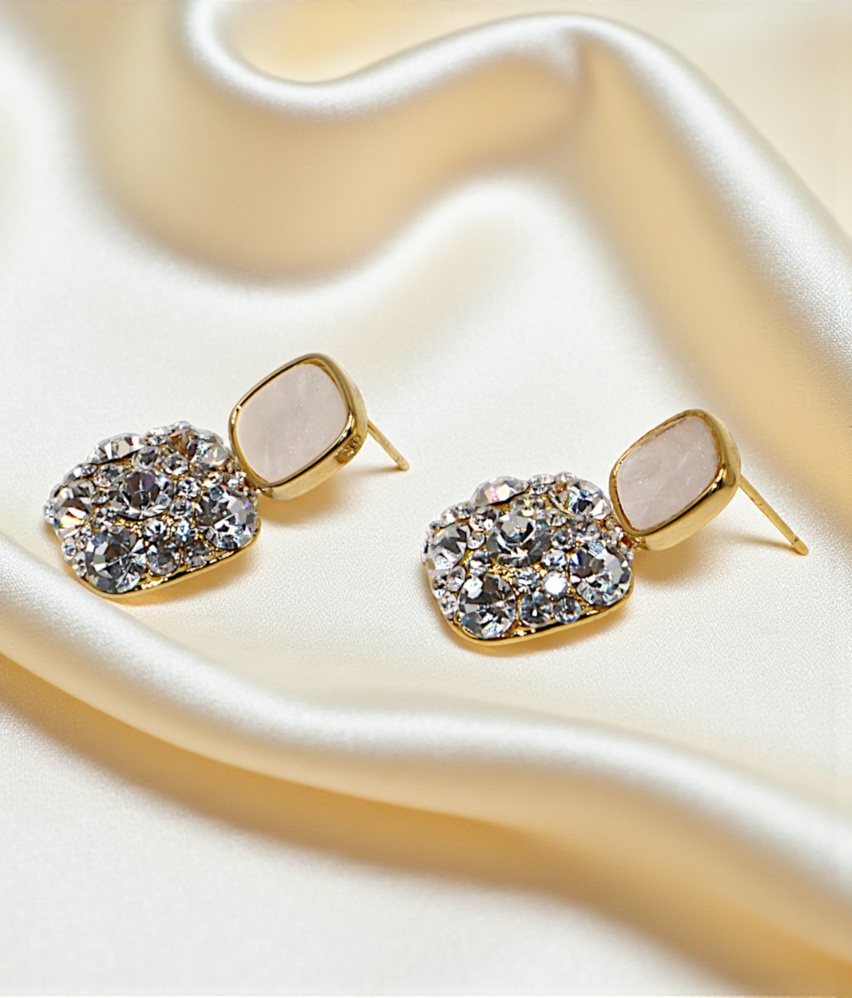 ear ring vintage square crystal stud china
