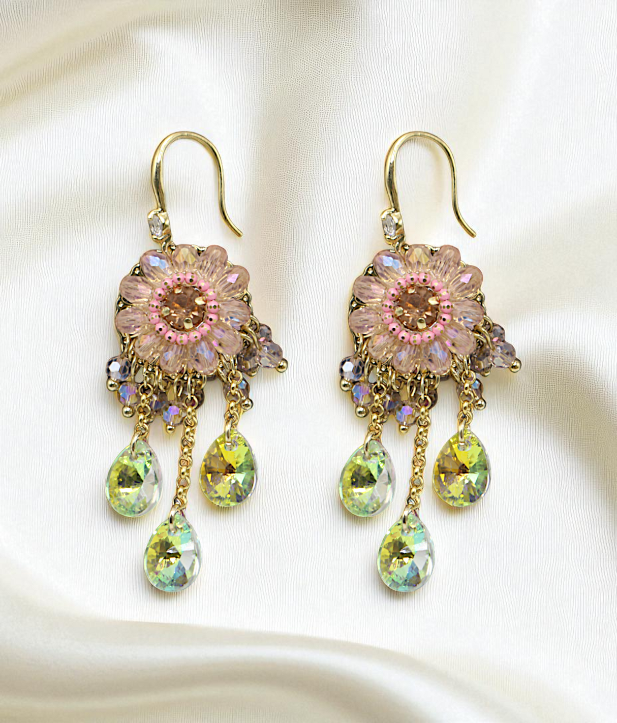 ear ring gold plated crystal pearls with stone china