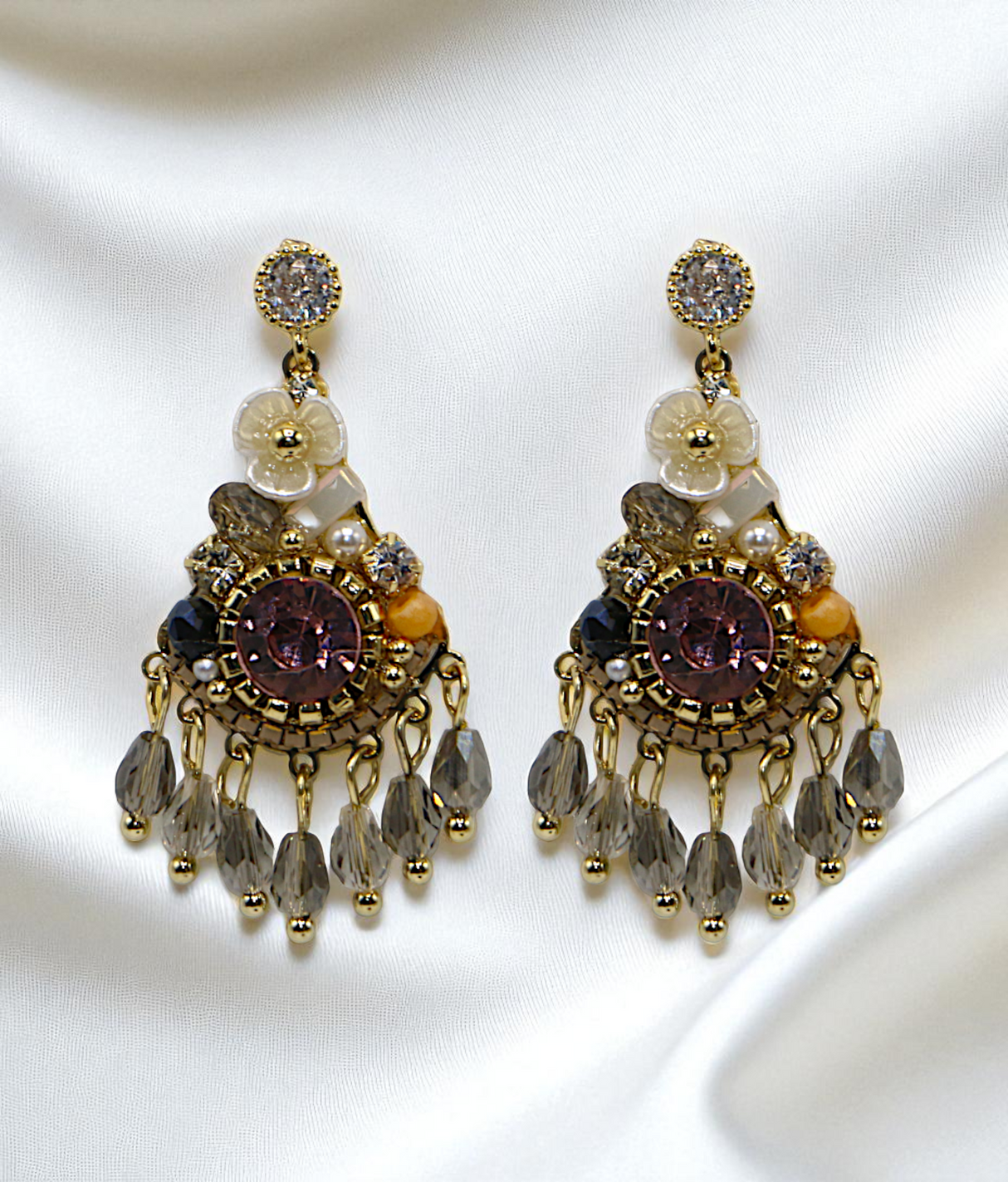 ear ring gold plated crystal pearls and stone china