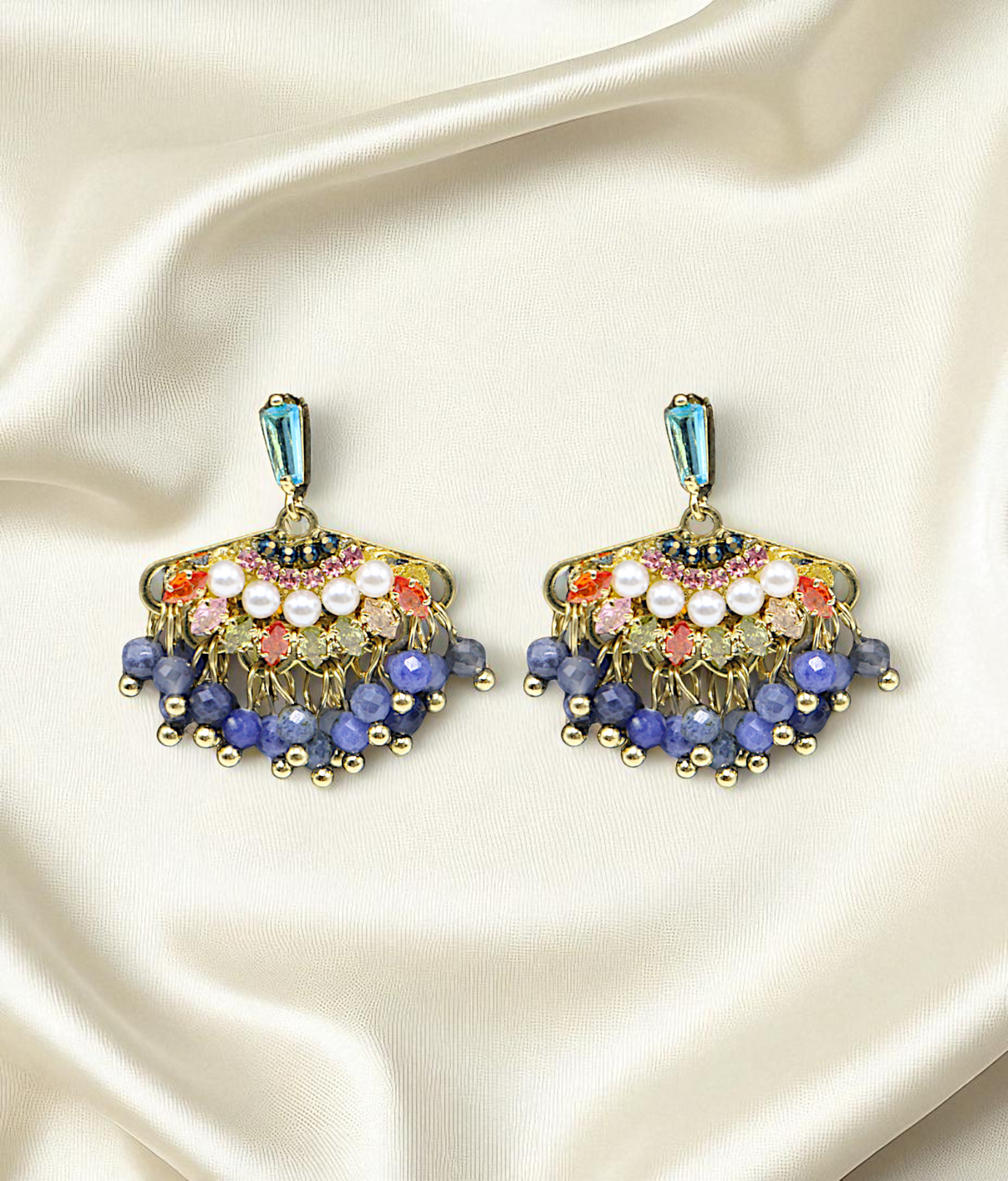 ear ring gold plated crystal pearls with stone china