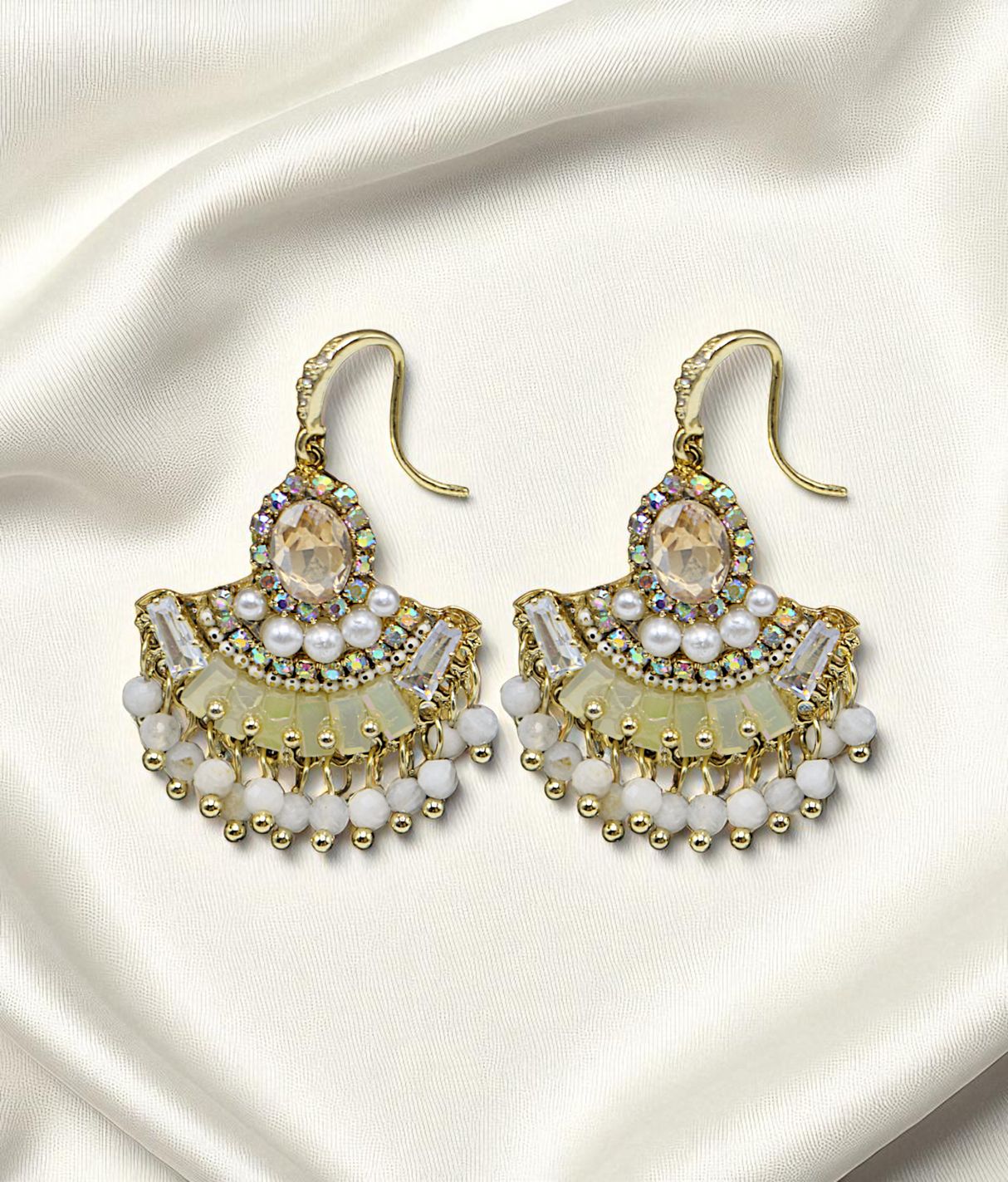 ear ring gold plated crystal pearls with stone china