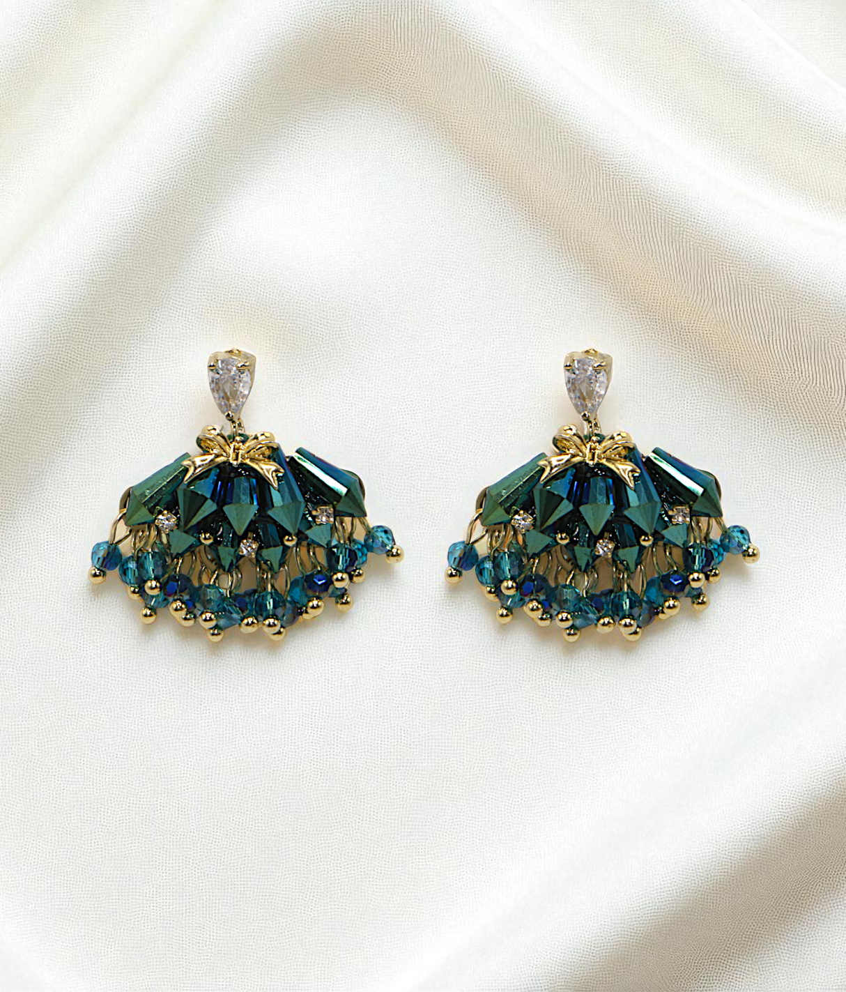 ear ring gold plated crystal pearls with stone china