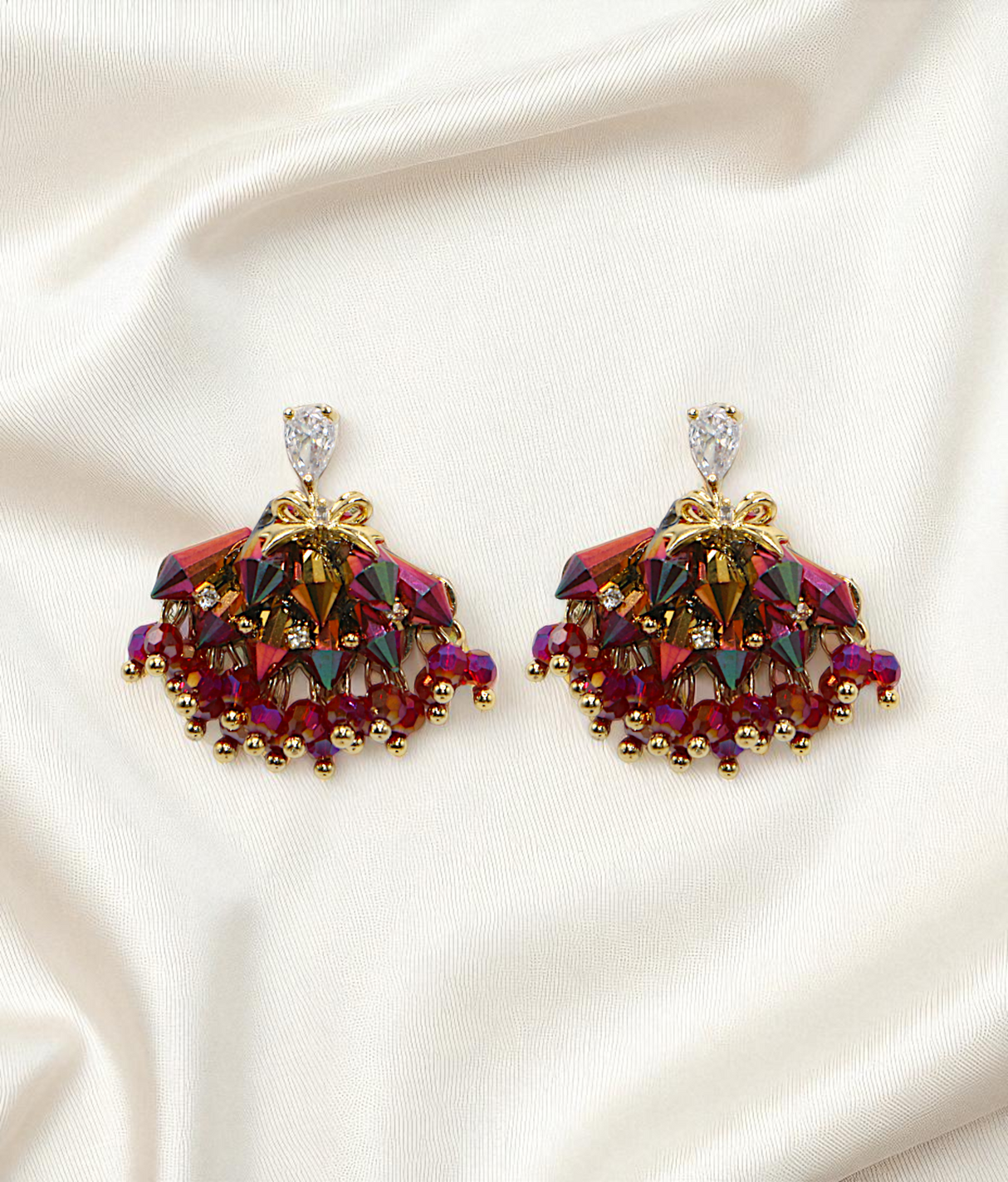 ear ring gold plated crystal pearls with stone china