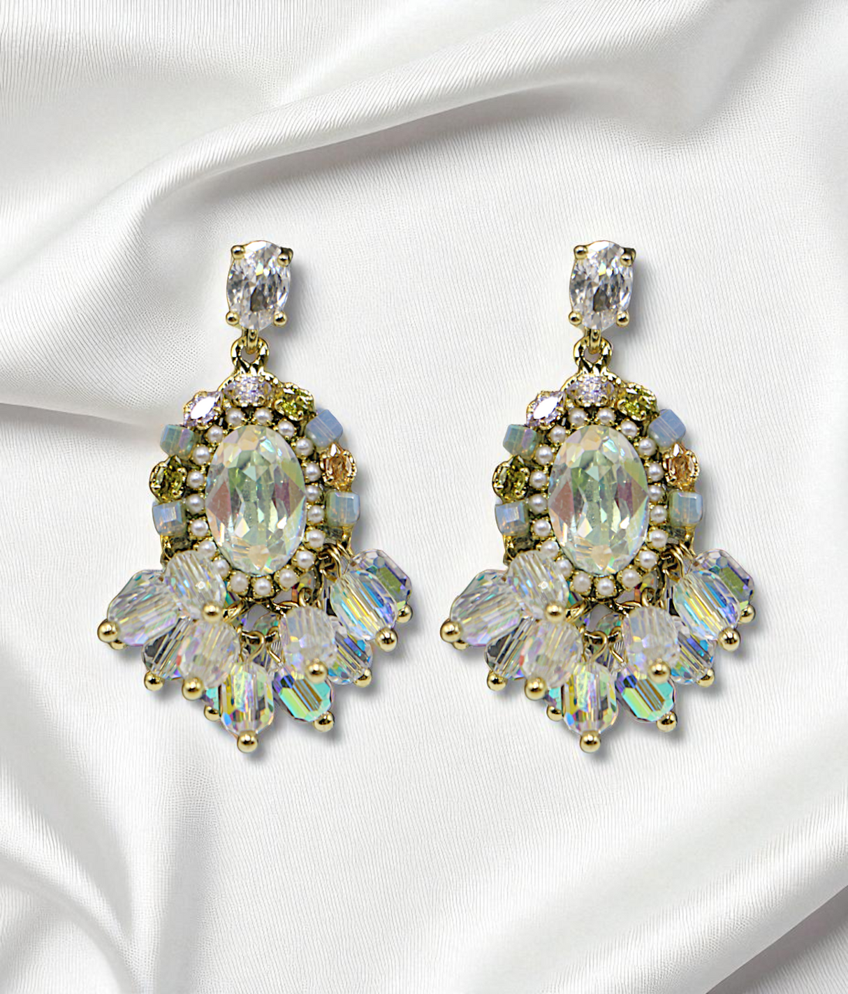 ear ring gold plated crystal pearls with stone china