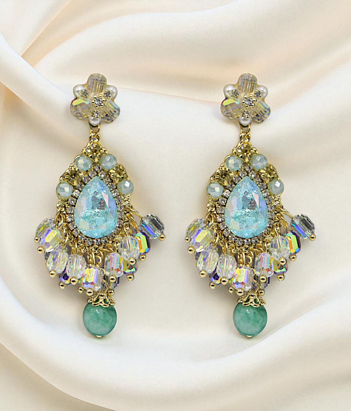 ear ring gold plated crystal pearls with stone china