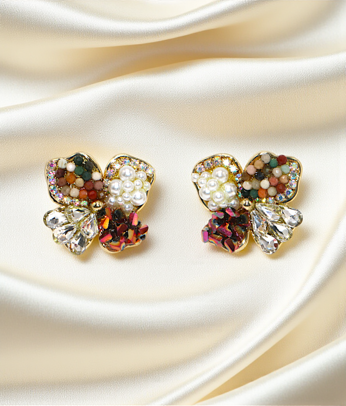 ear ring gold plated crystal pearls and stones china