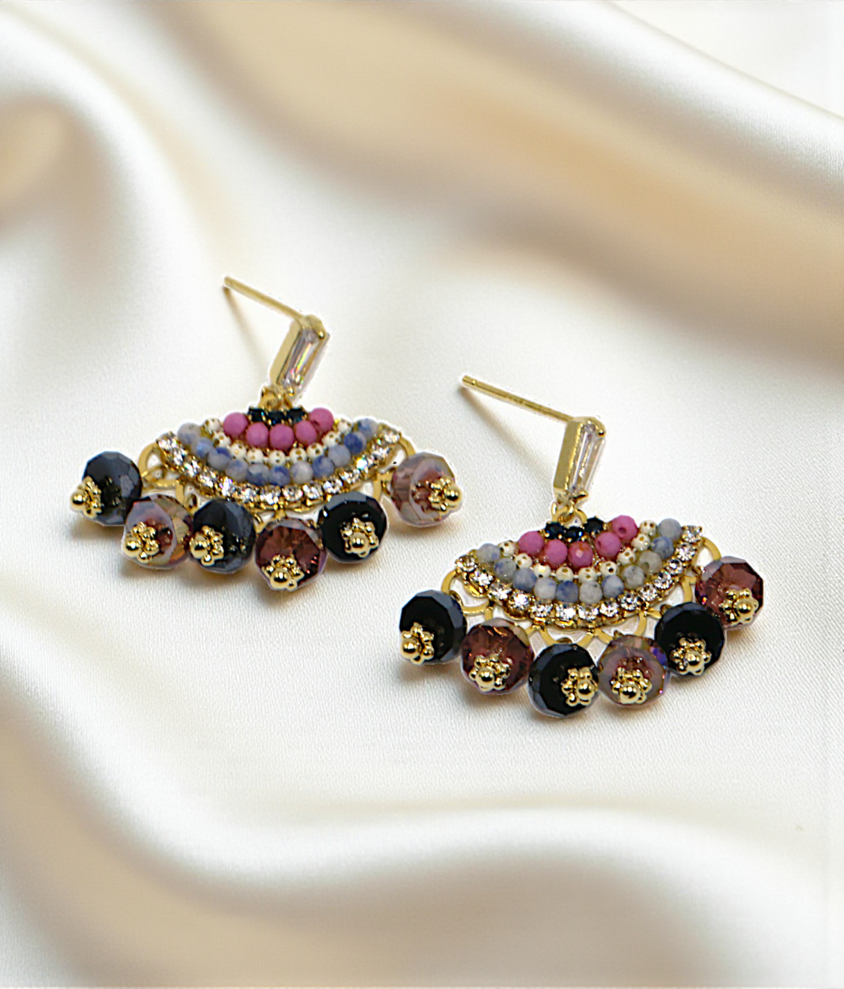 ear ring gold plated crystal pearls and stone china
