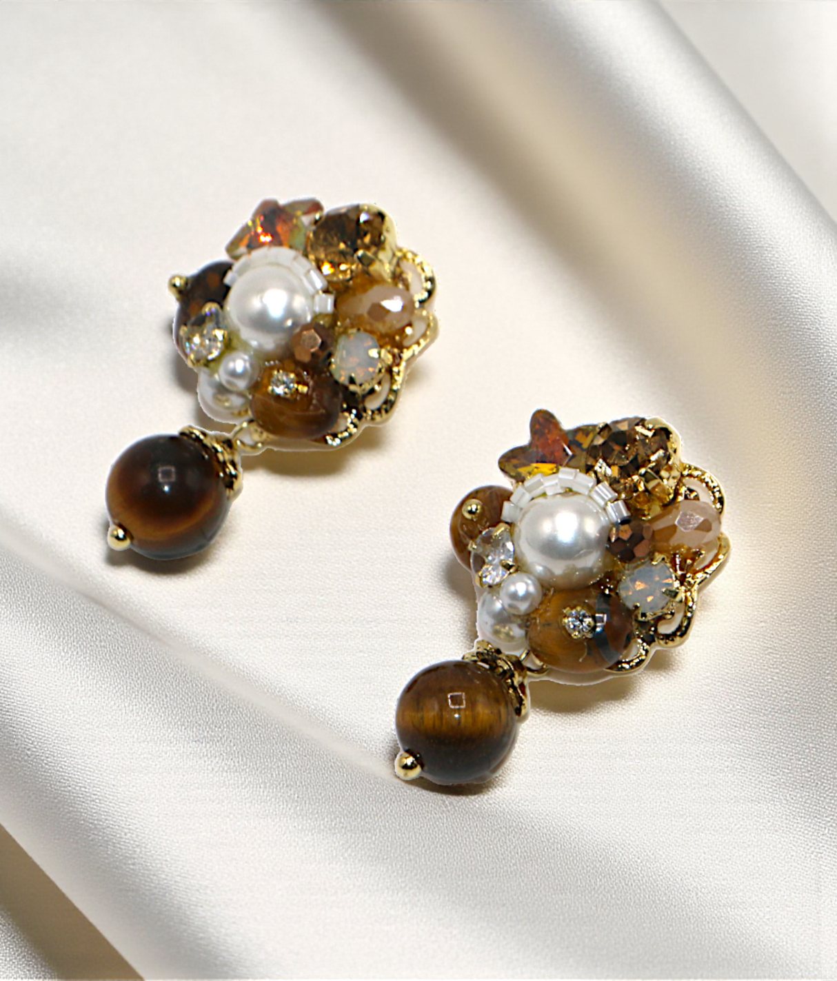 ear ring gold plated crystal pearls with stone china