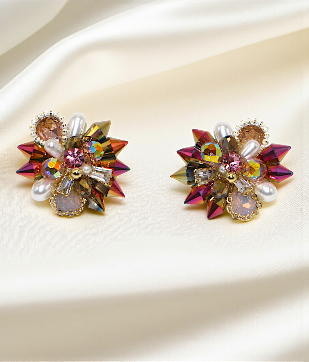 ear ring gold plated crystal pearls and stone china