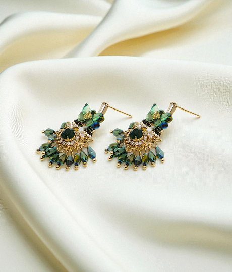 ear ring gold plated crystal pearls with stone china