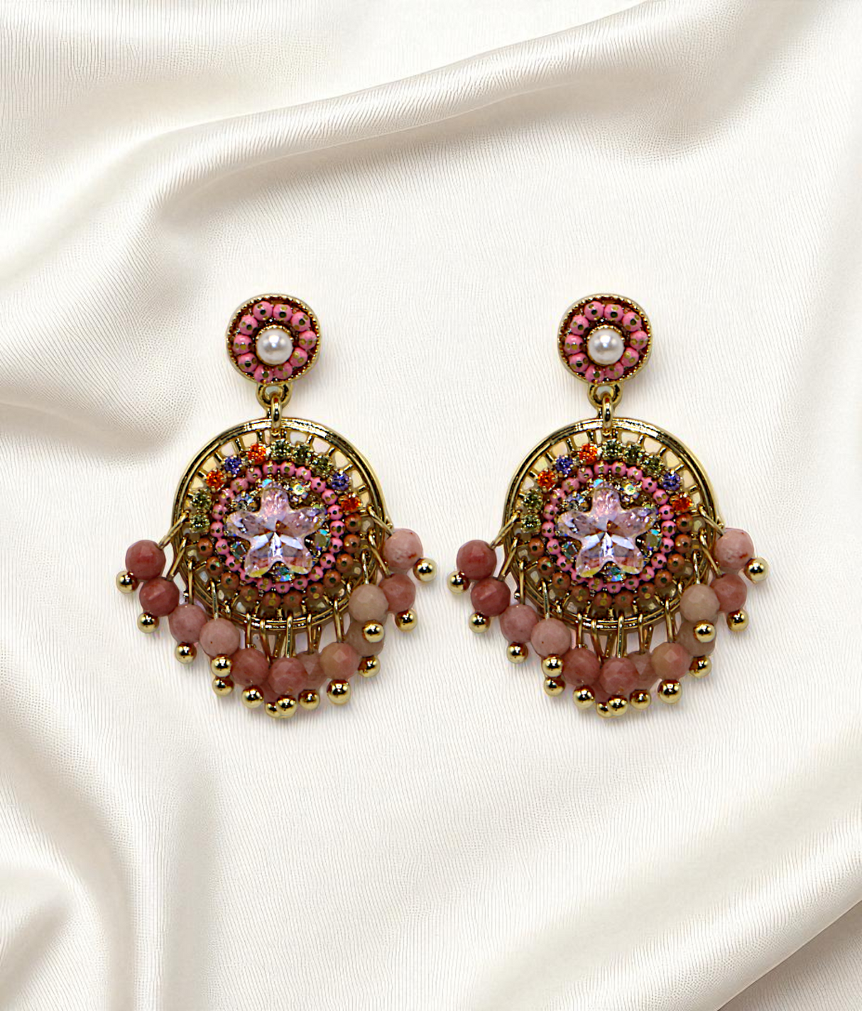 ear ring gold plated crystal pearls with stone china