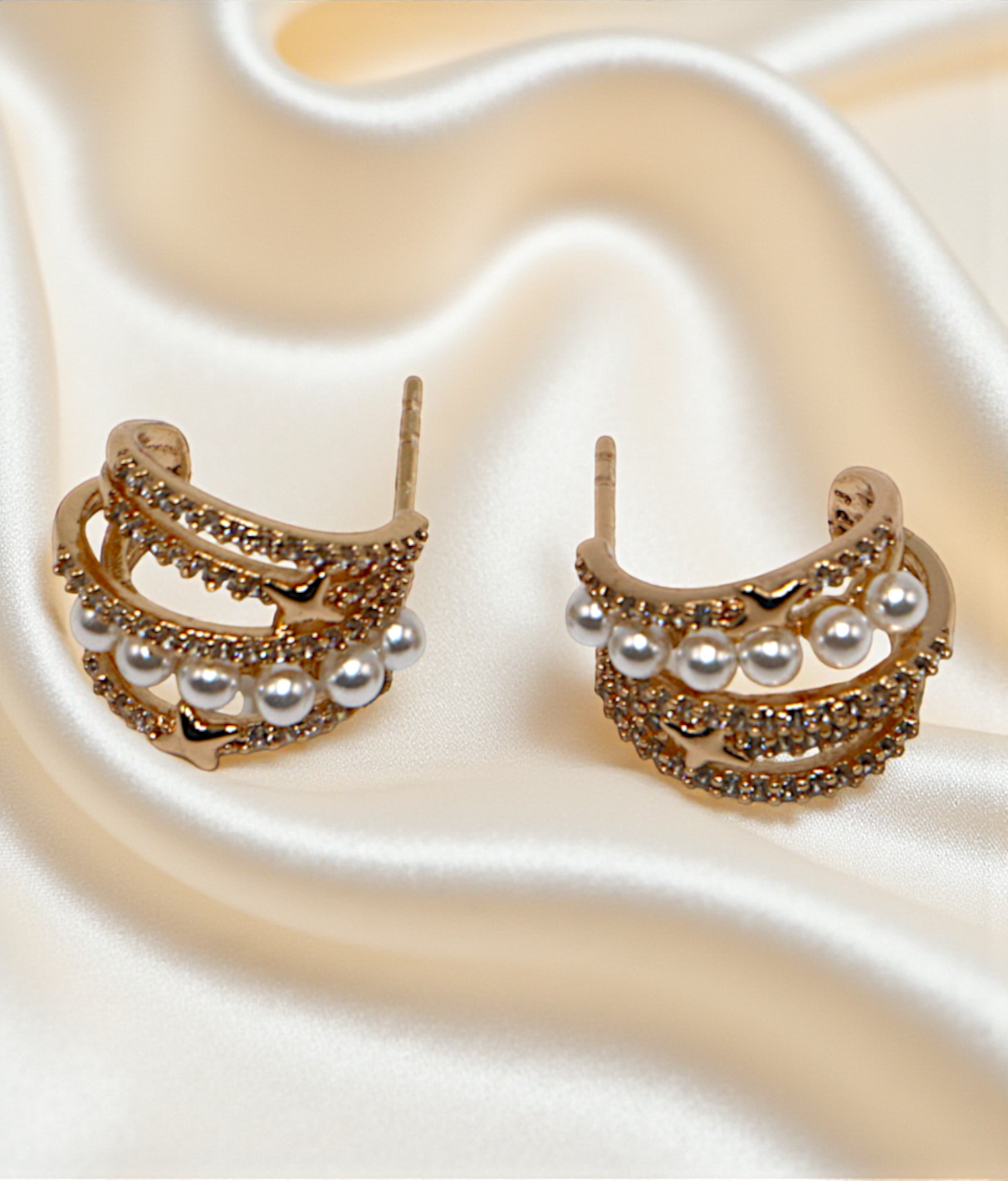 ear ring gold plated faux pearls china