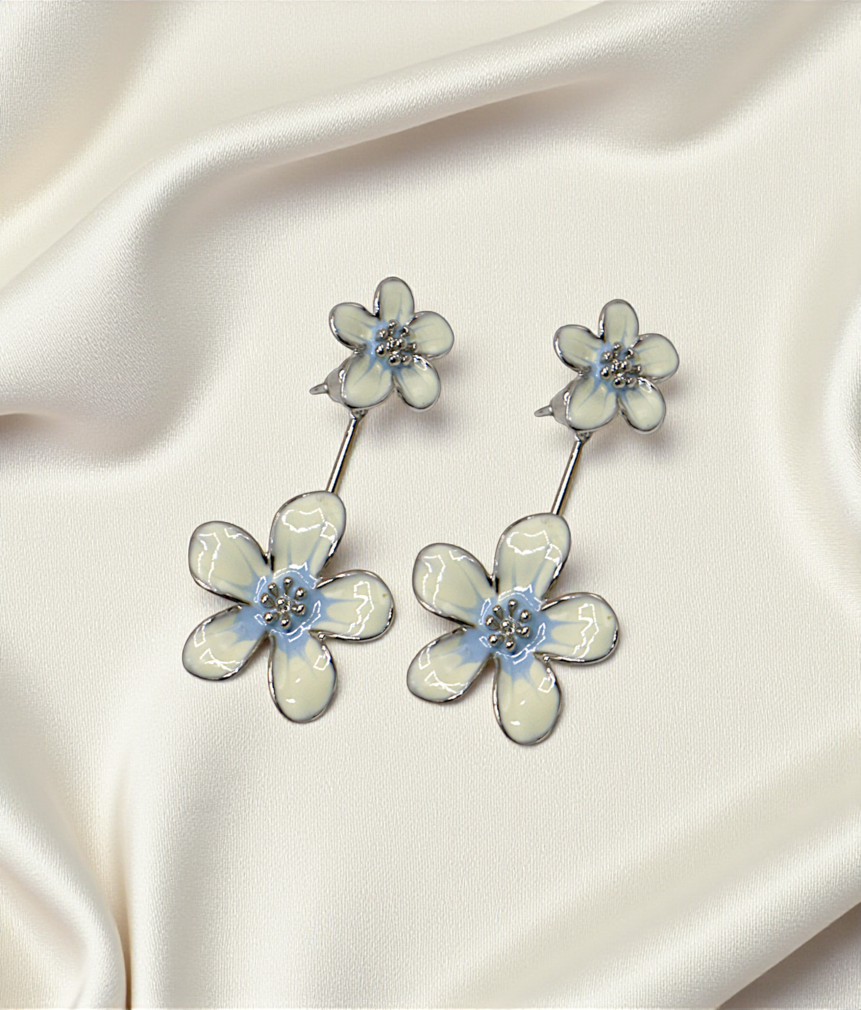 ear ring vintage silver flower china