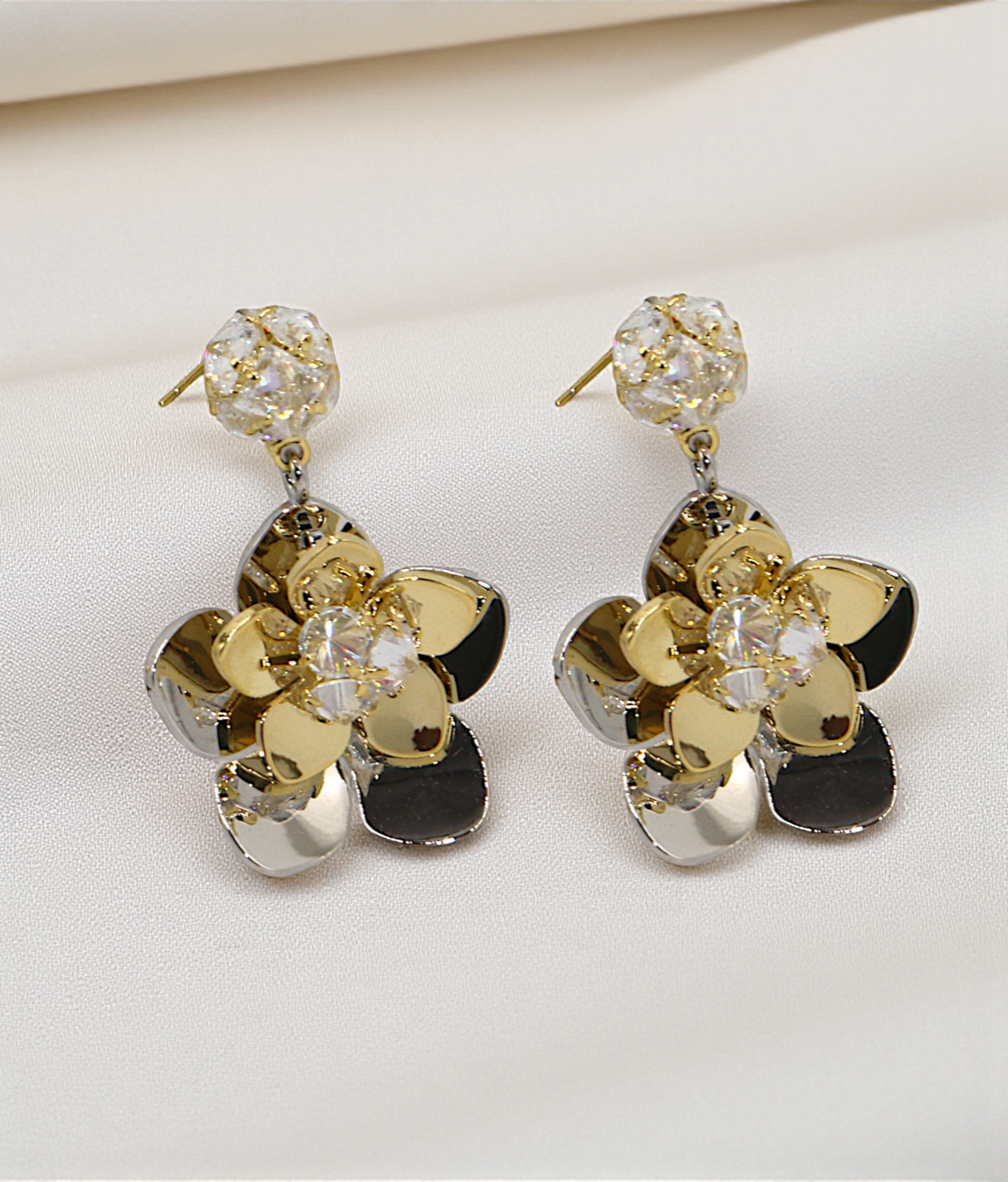 ear ring vintage flower stud with diamond stones china