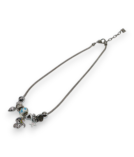 necklace gold & silver snake chain multi beaded china