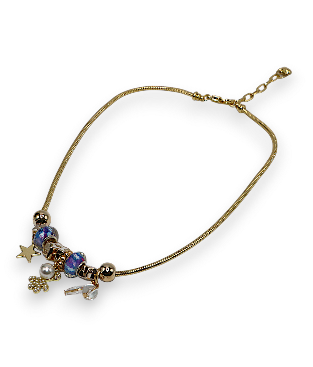 necklace gold & silver snake chain multi beaded china