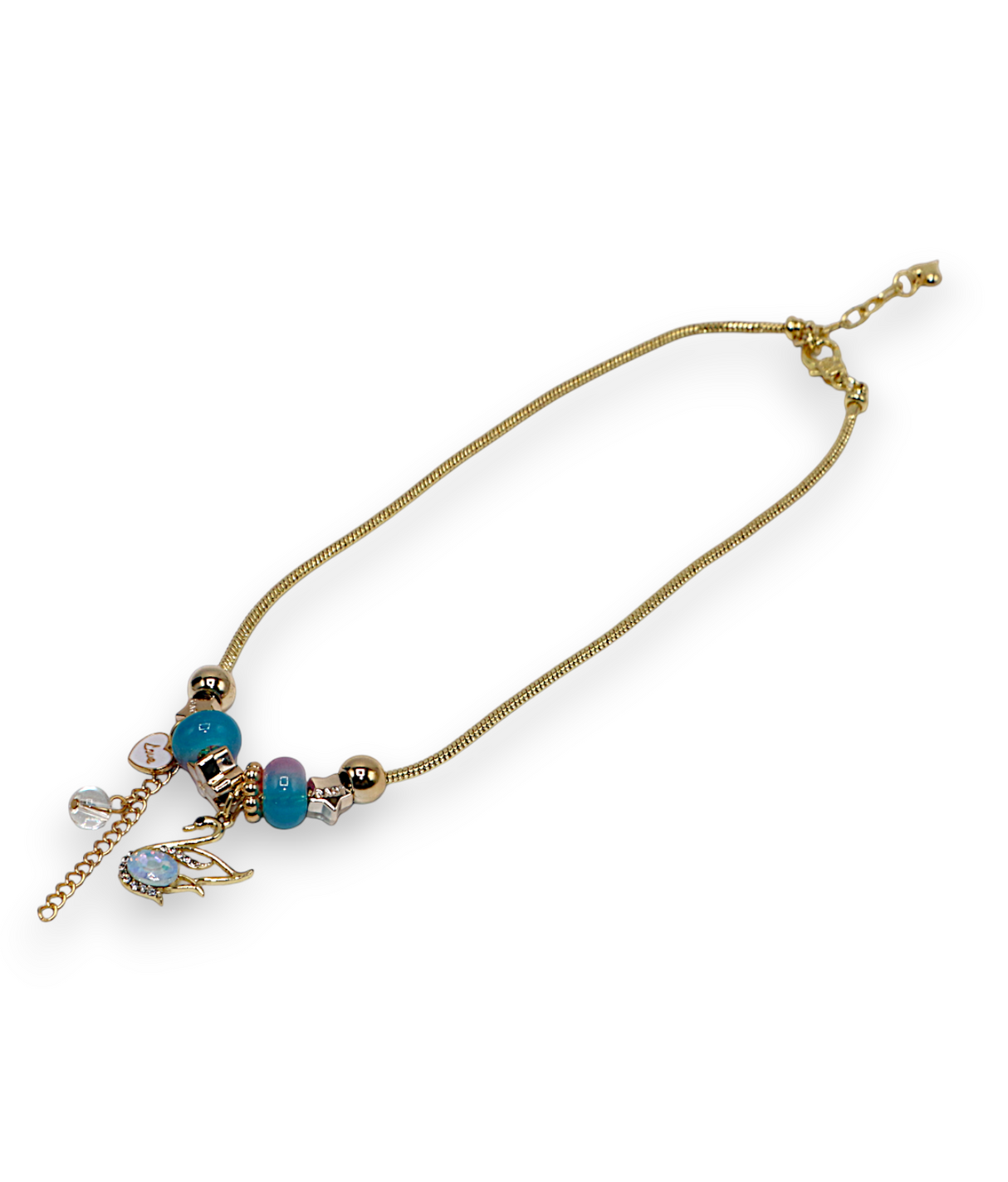 necklace gold & silver snake chain multi beaded china