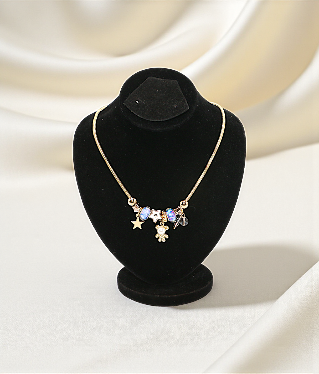 necklace gold & silver snake chain multi beaded china