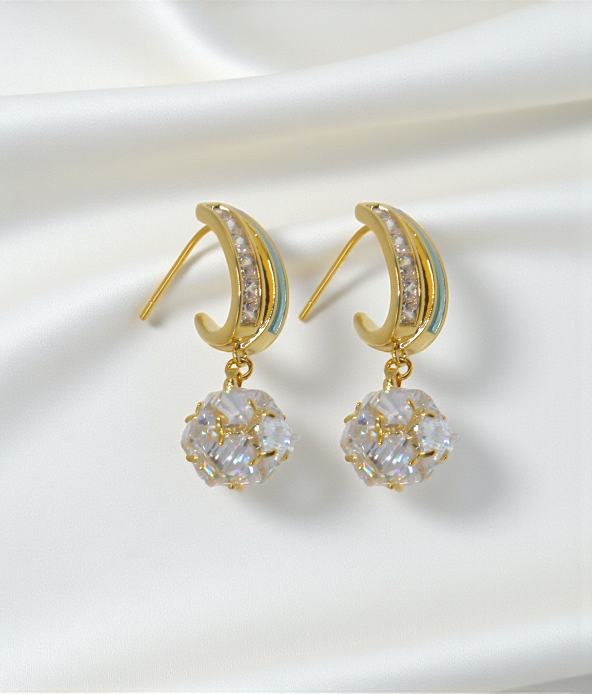 ear ring untique gold plated shiny stone china
