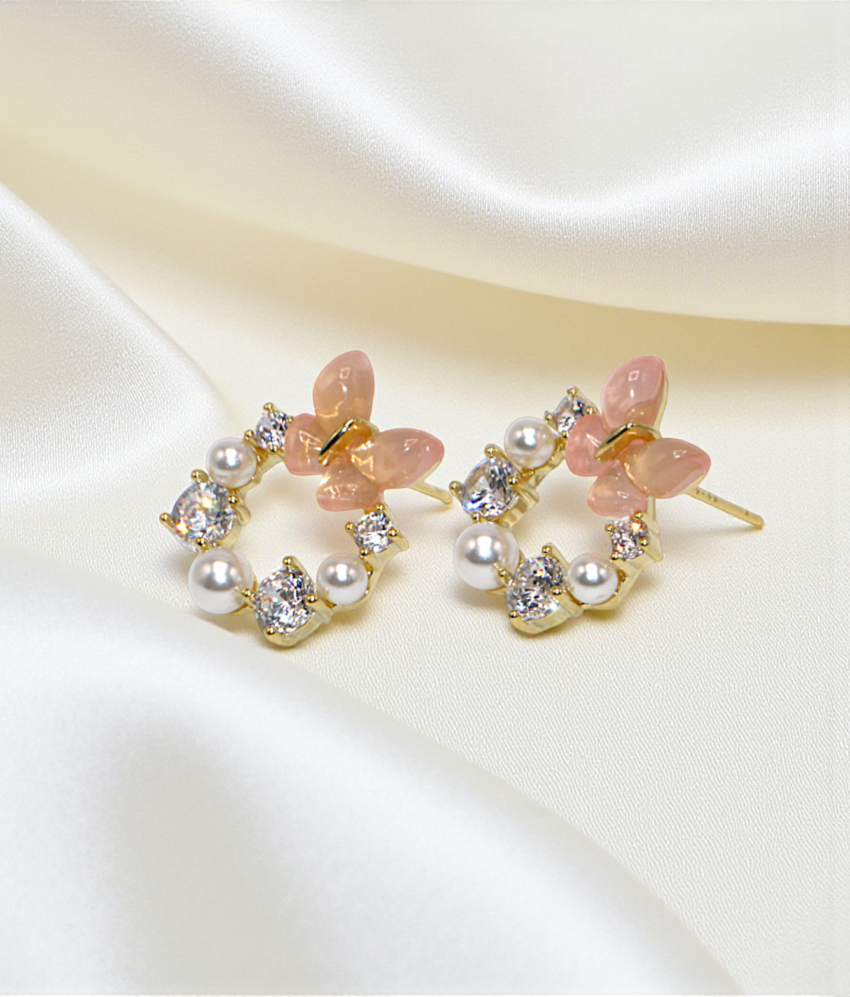 ear ring butterfly gold plated with pearls china