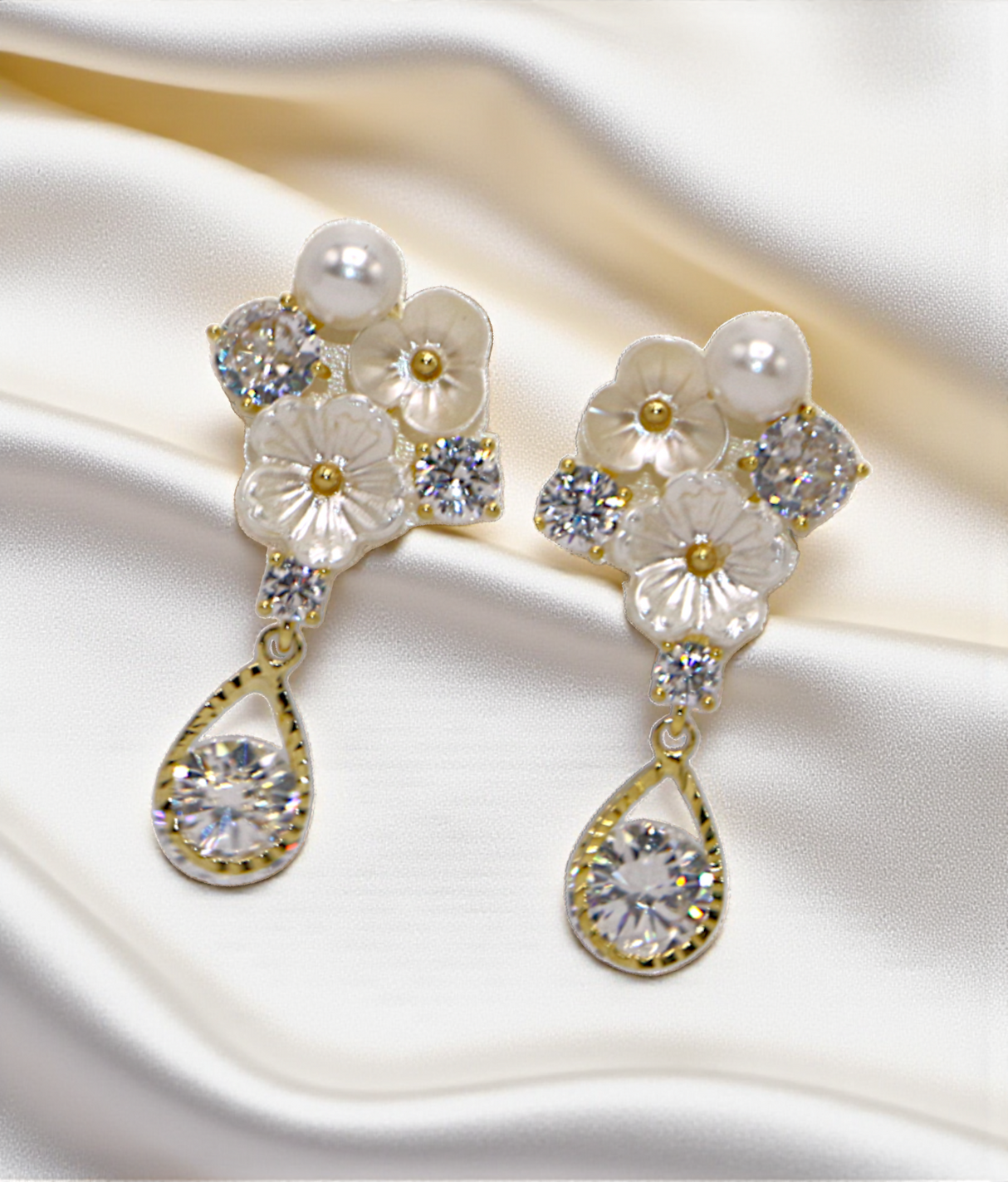 ear ring flower gold plated with pearls china