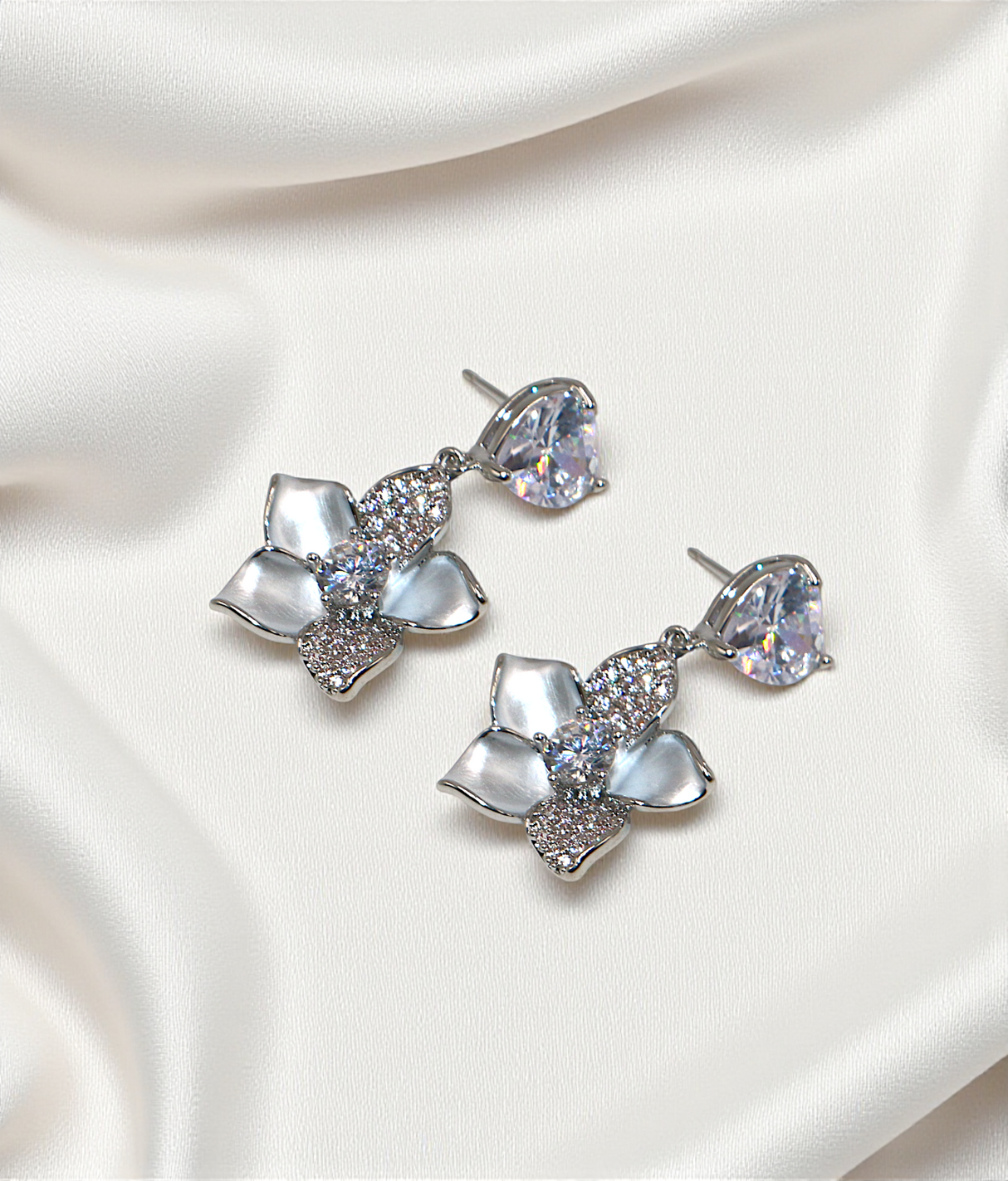 ear ring flower with diamond stone china