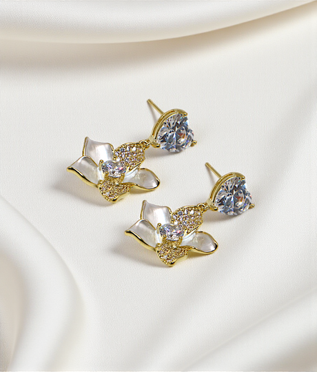 ear ring flower with diamond stone china