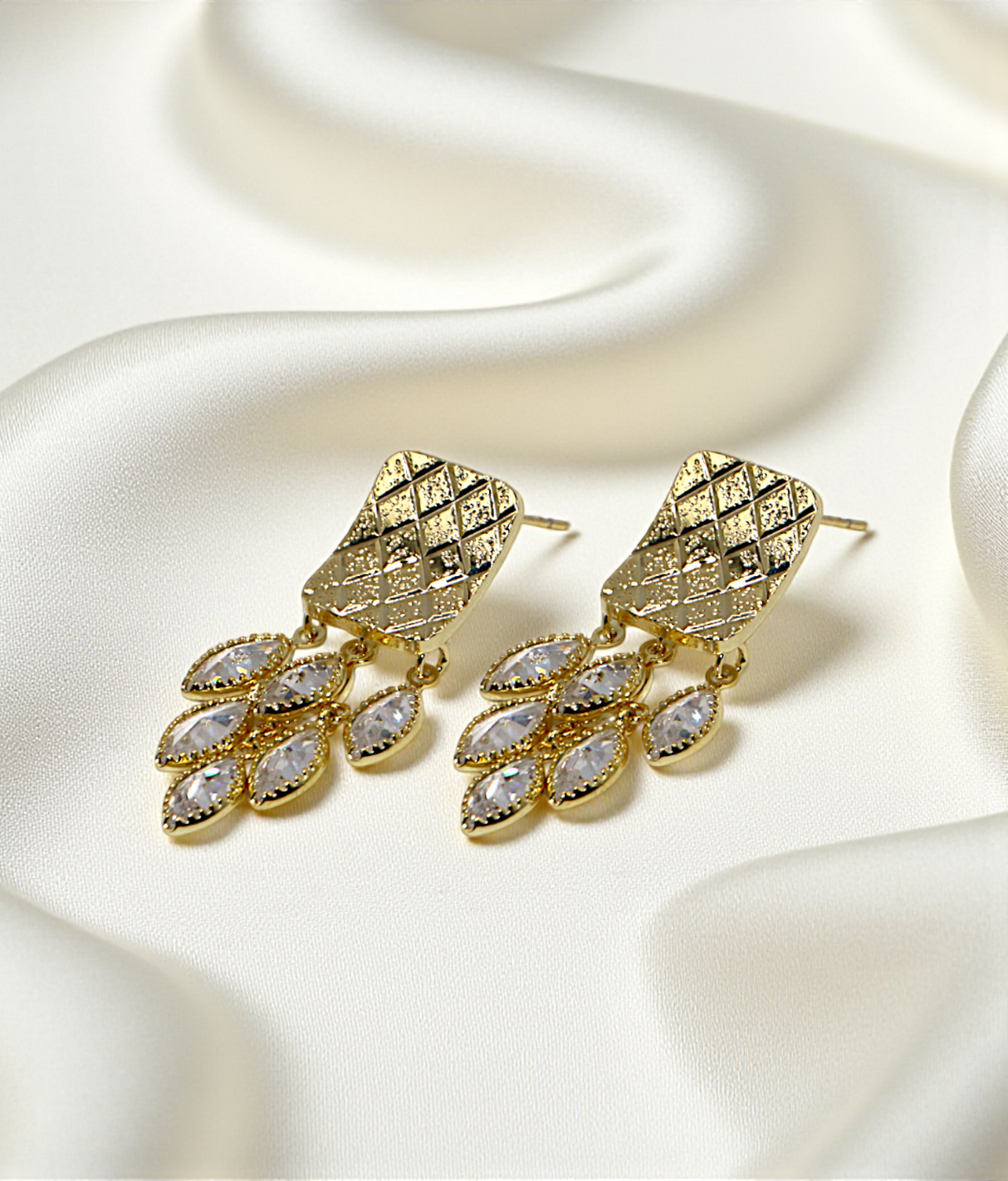 ear ring square shape with leaf stone china