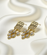 ear ring square shape with leaf stone china