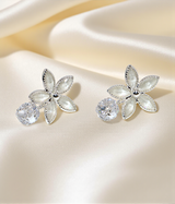 ear ring flower vintage silver with shiny stone china