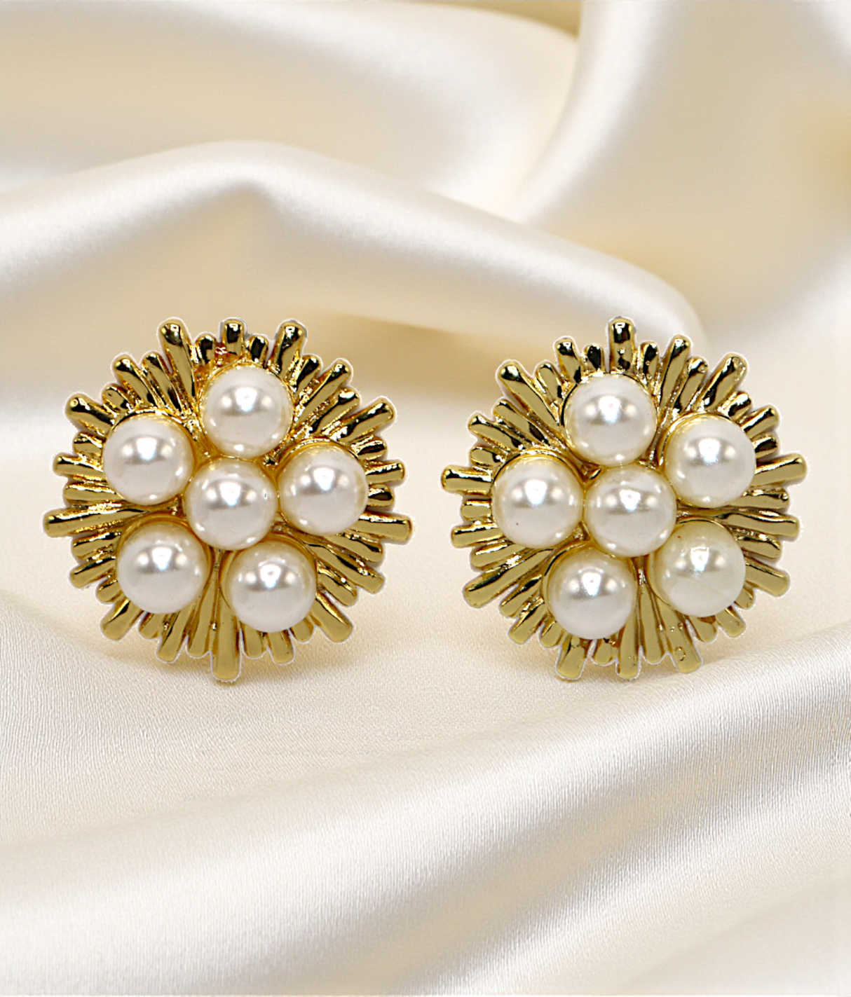 ear ring gold plated flower with pearls china