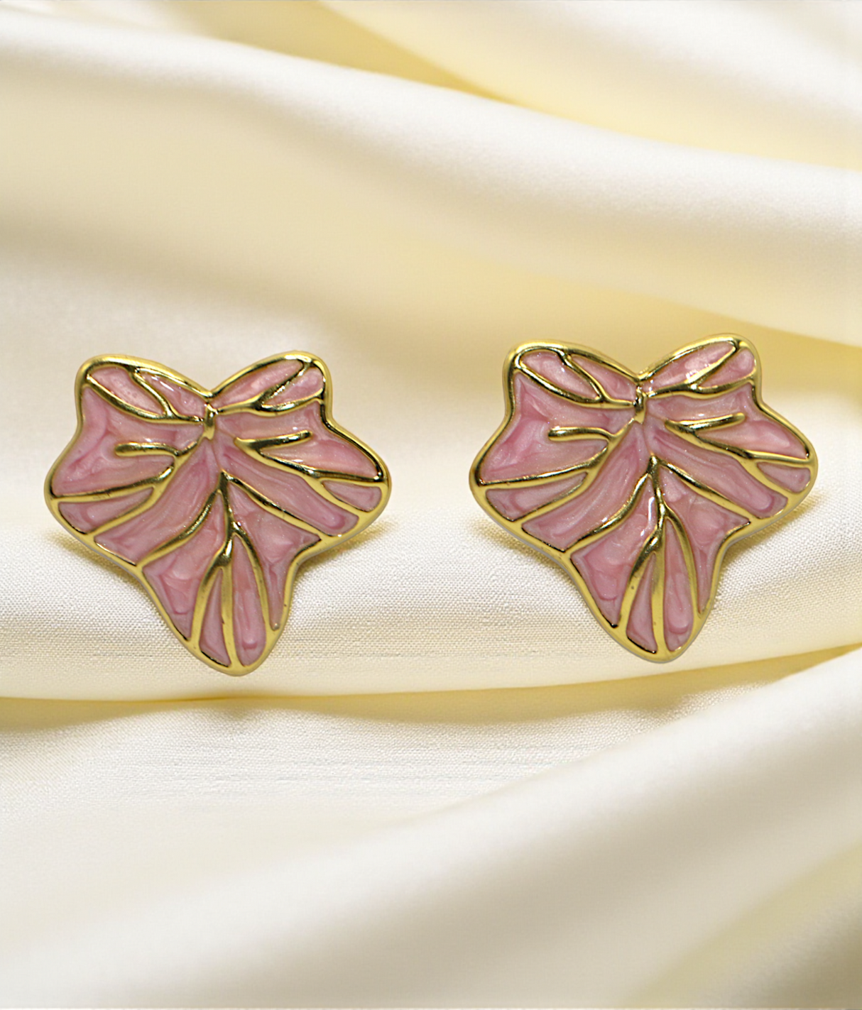 ear ring gold pink leaf china