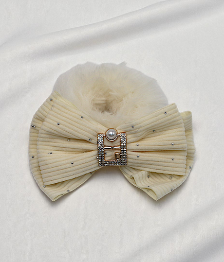 hair tie soft furr with bow mix color