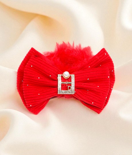 hair tie soft furr with bow mix color
