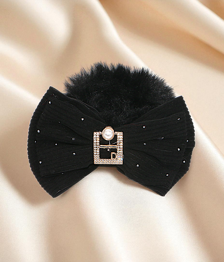hair tie soft furr with bow mix color