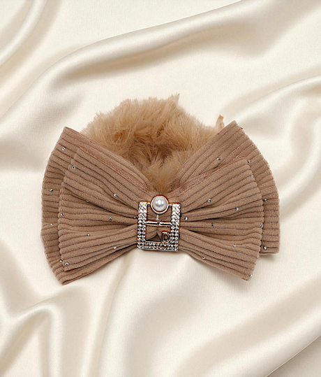 hair tie soft furr with bow mix color