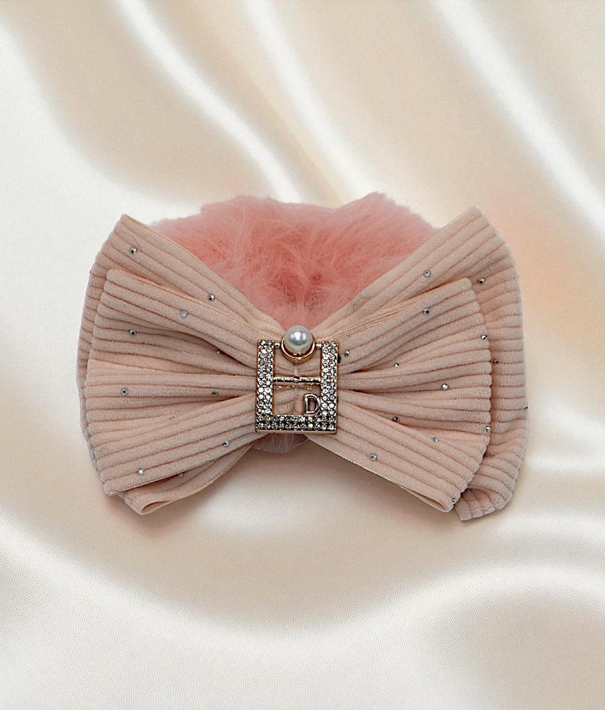 hair tie soft furr with bow mix color